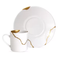 Best reviews of 🎉 Bernardaud Kintsugi Set Of 4 Coffee Cups & Saucers White/gold 💯