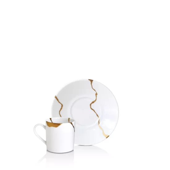 Buy 🥰 Bernardaud Kintsugi-Sarkis Cup & Saucer, Set Of 6 White/gold 🎁