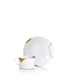 Best Pirce 🔥 Bernardaud Kintsugi-Sarkis Breakfast Cup & Saucer, Set Of 2 White/gold 🎉