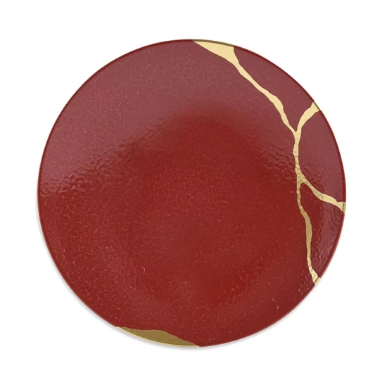 Best deal ๐งจ Bernardaud Kintsugi Charbon Coupe Salad Plate Red ๐ - Image 3