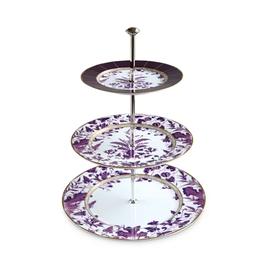 Brand new ๐ Bernardaud Prunus 3 Tier Tray Purple ๐งจ