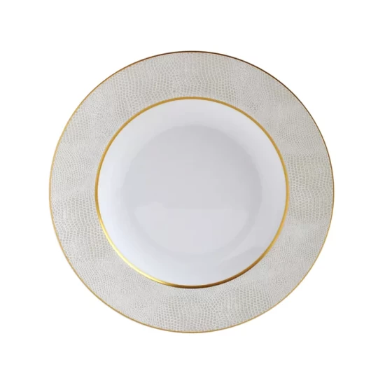 Buy 😉 Bernardaud Sauvage White Rim Soup Bowl Gold/white 🔥