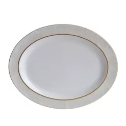 Best deal ✔️ Bernardaud Sauvage White Oval Platter, 15" Gold/white 🛒