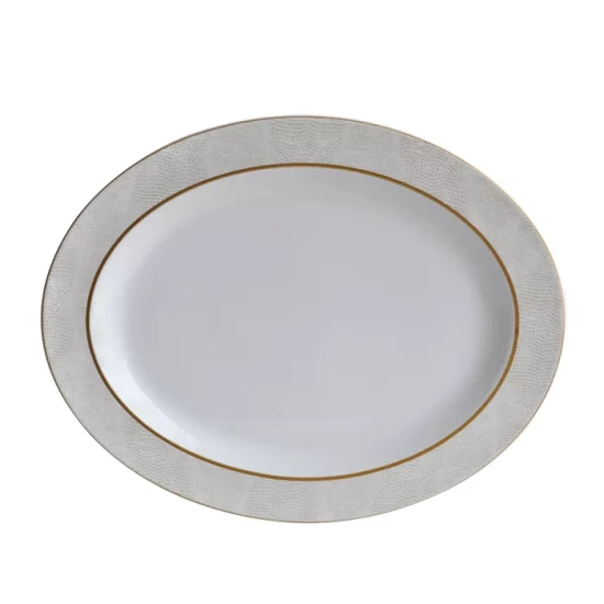 Best deal ✔️ Bernardaud Sauvage White Oval Platter, 15" Gold/white 🛒